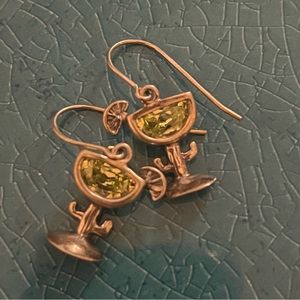 Cactus Drink Earrings green stone